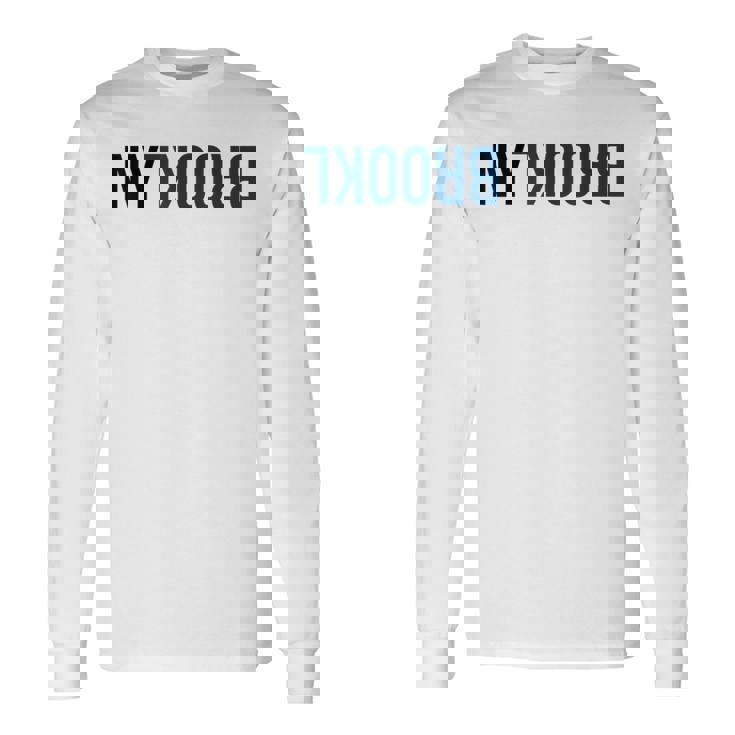 ニューヨークのファンのためのニューヨークブルックリンクリエイティブフリップデザイン 長袖Tシャツ