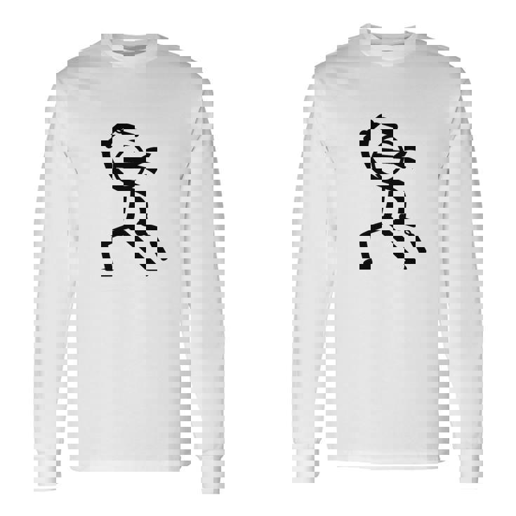 ヌンチャク棒人間クリップアートグラフィック 長袖tシャツ 長袖Tシャツ