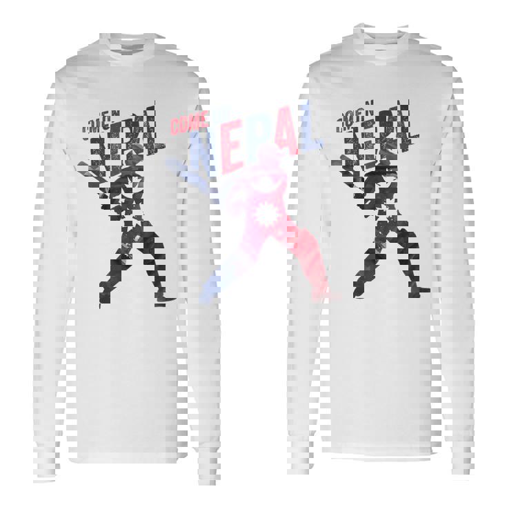 ネパールクリケットジャージ 2024 ネパール国旗サポーター クリケットファン 長袖Tシャツ