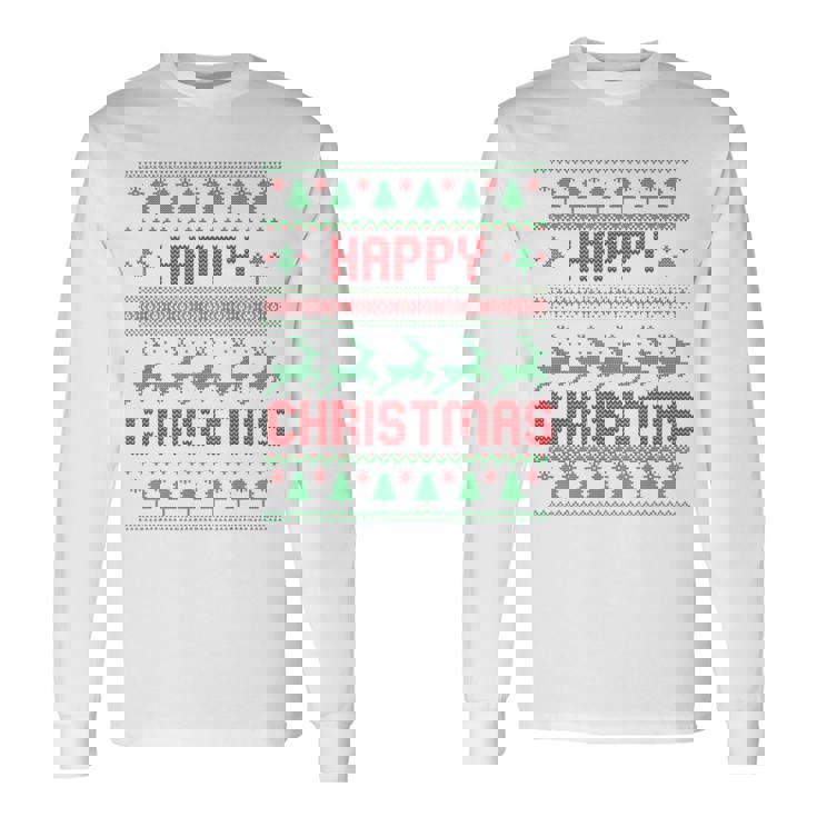 ハッピークリスマス、アグリークリスマス 長袖Tシャツ