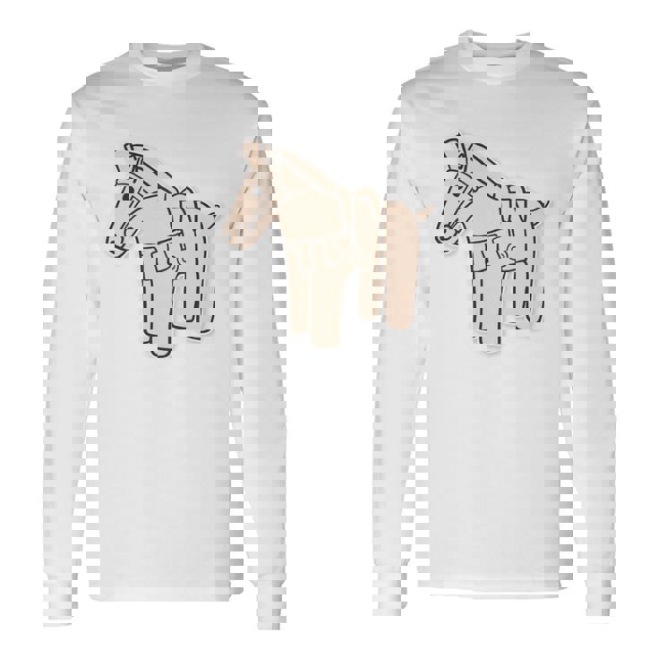 ハニワの馬 埴輪【ゆるフレンズ】歴史土器 シンプル かわいい イラスト 長袖tシャツ 長袖Tシャツ