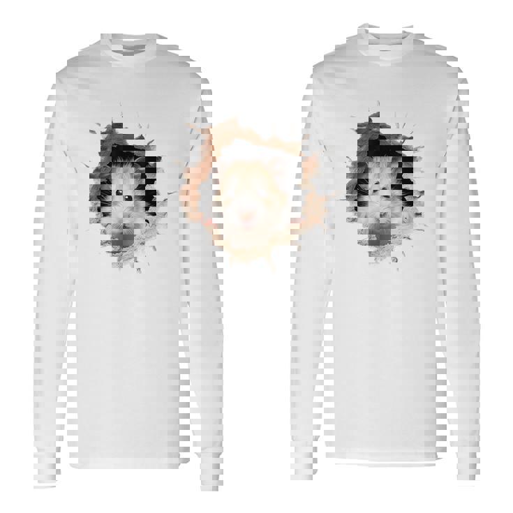 ハムスター アニマル柄 動物園 ポートレート イラスト 顔 ハムスター 長袖Tシャツ