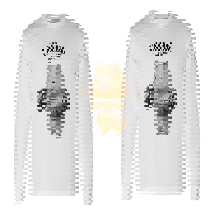 ハムスター ウェイトリフティング フィットネスジム 長袖Tシャツ