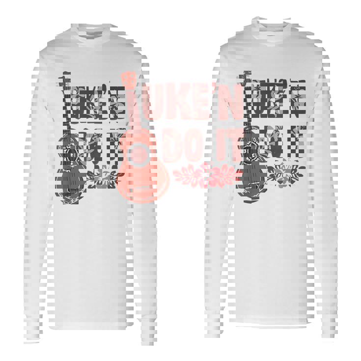 ハワイアンウクレレ ウケアンドドゥイットフラワー 長袖Tシャツ