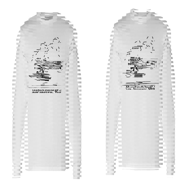 ハンザ ブランデンブルク W29 ドイツ水上飛行機 空飛ぶ雲 長袖Tシャツ