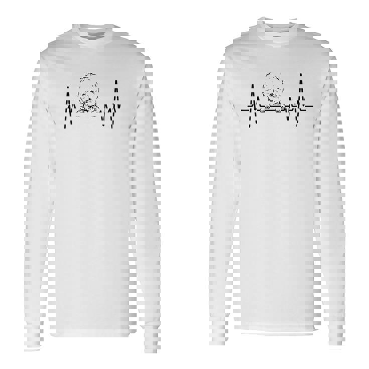 ハートビート ドッグ デザイン ビションフリーゼ 長袖Tシャツ