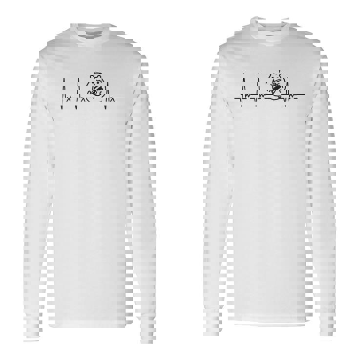 ハートビート ハムスター ハムスター好き ハムスターの飼い主 ペット 心電図 長袖Tシャツ