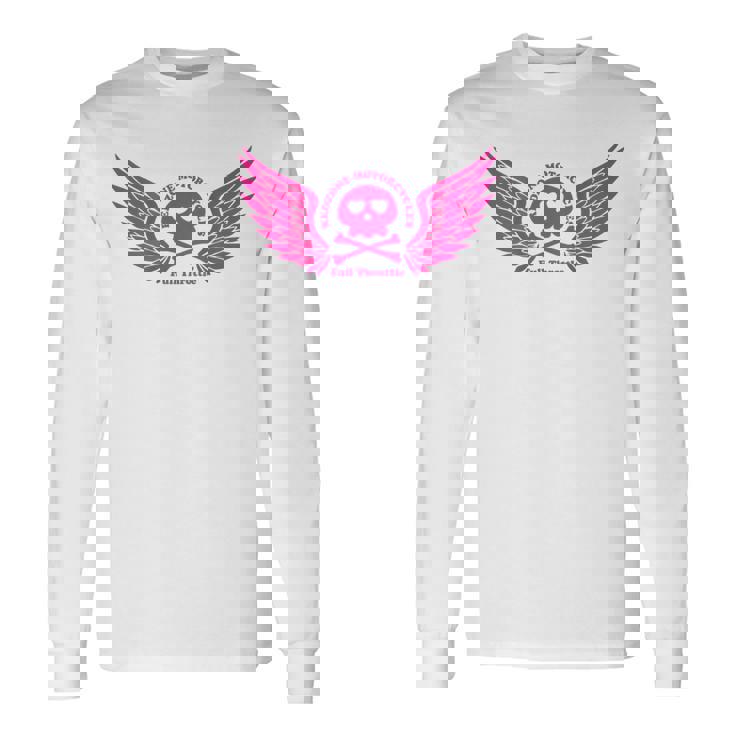 バイク おもしろ ドクロ 可愛い ハート オートバイ 羽ばたく翼 バックプリント 天使 長袖Tシャツ