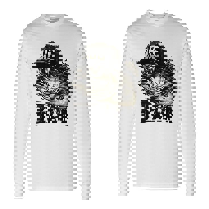 バス釣り クールなグラフィックデザイン 男性 漁師 長袖Tシャツ