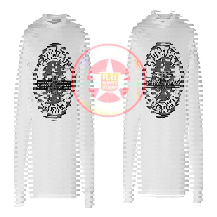 バックプリントのみ レトロ ビンテージ ガソリンスタンド スター モーター オイルカー 長袖Tシャツ