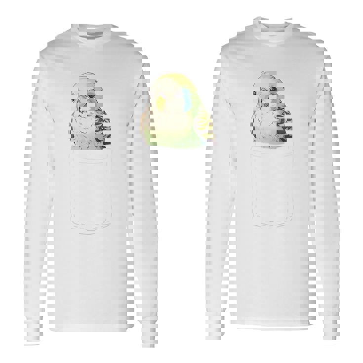 バッグの中のかわいいセキセイインコ、面白いセキセイインコ 長袖tシャツ 長袖Tシャツ ギフトのアイデア