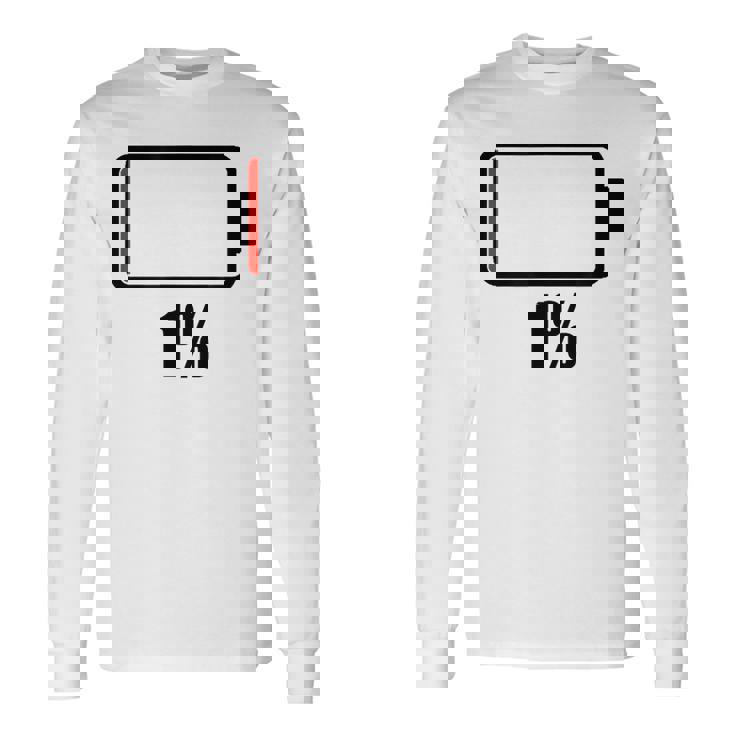 バッテリー1 1残り バッテリー切れtシャツバッテリー低 長袖Tシャツ