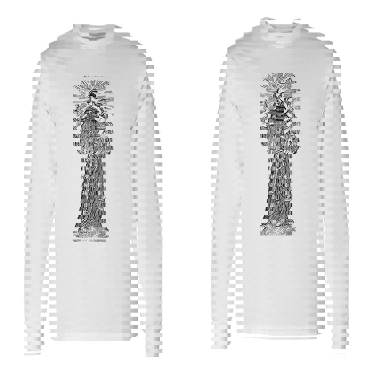 パドヴァの聖アンソニー 赤ちゃん イエス ヴィンテージ カトリック 守護聖人 長袖Tシャツ