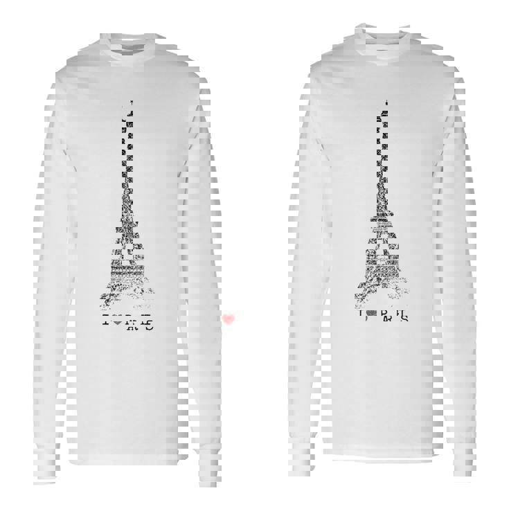パリ エッフェル塔 ビンテージ スカイライン ラブ フランス ツアー エッフェル I Love Paris 長袖Tシャツ