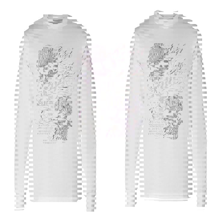 ヒップホップ アーバン ヴィンテージ エッジの効いた Y2k バックプリント ストリートウェア スカル 長袖tシャツ 長袖Tシャツ