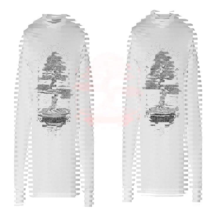 ヒップホップ アーバン ヴィンテージ エッジの効いた Y2k バックプリント ストリートウェア 盆栽 長袖Tシャツ