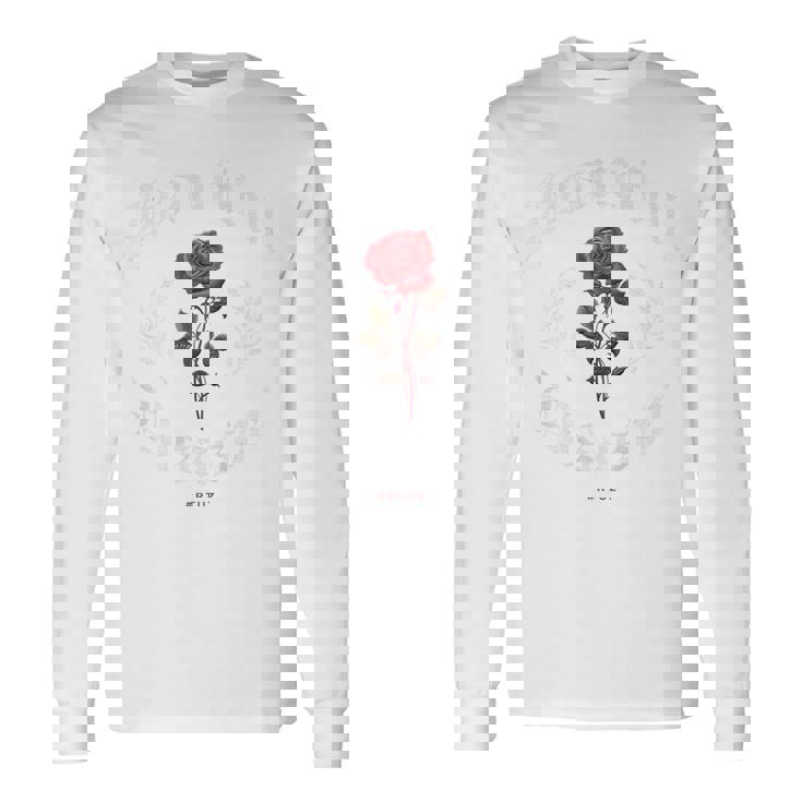 ヒップホップ アーバン ヴィンテージ ヒップスター Y2k バックプリント ストリートウェア ローズ 長袖Tシャツ