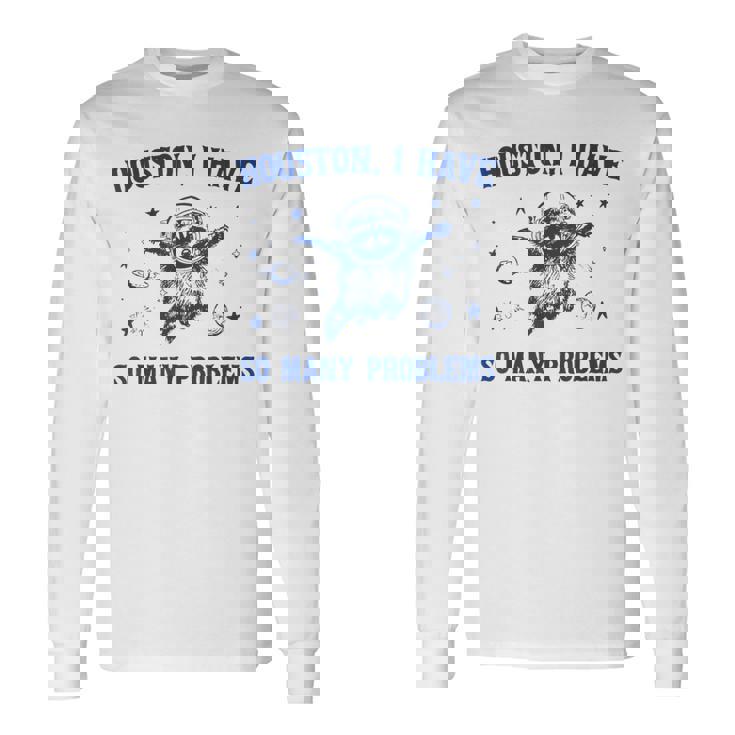 ヒューストン色んな問題を抱えてるおもしろいアライグマ 長袖Tシャツ ギフトのアイデア