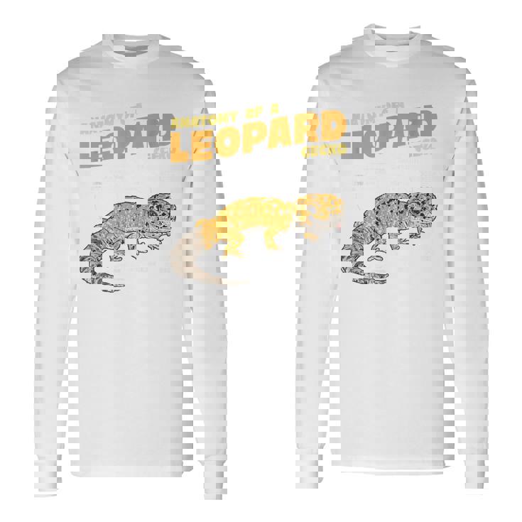 ヒョウ爬虫類ヤモリの解剖学 長袖Tシャツ