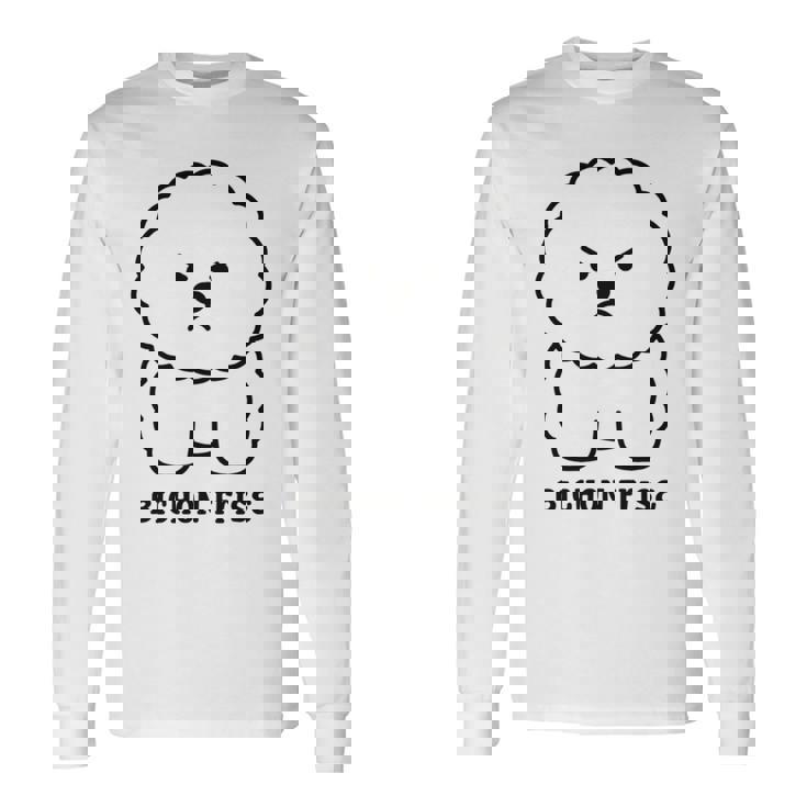 ビションフリーゼ 犬 怒る かわいい おもしろ イラスト シンプル 簡単 Bichon Frise 長袖tシャツ 長袖Tシャツ