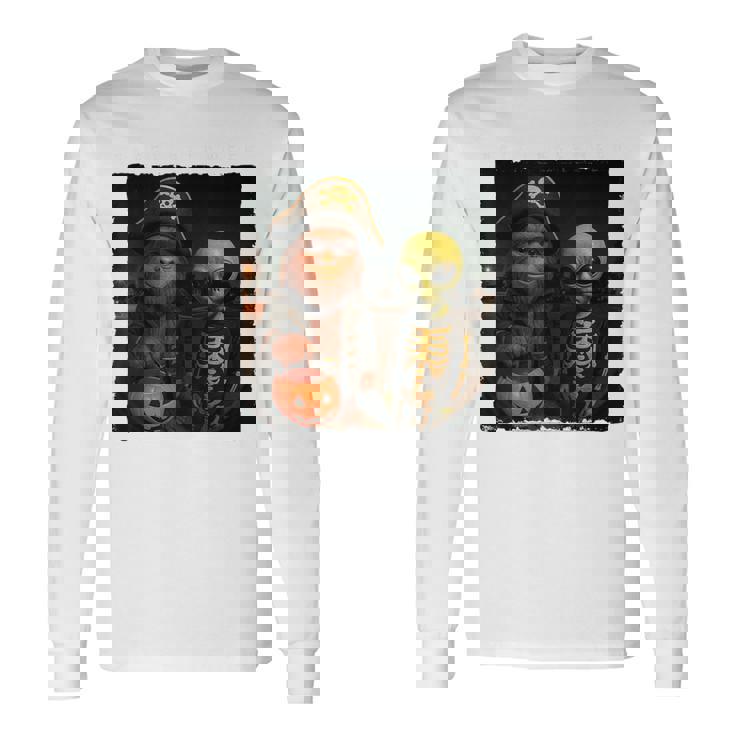 ビッグフットエイリアン 面白い ハロウィン トリック ドア カメラビュー 長袖Tシャツ