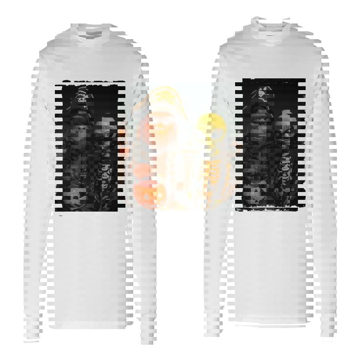 ビッグフットエイリアン 面白い ハロウィン トリック ドア カメラビュー 長袖tシャツ 長袖Tシャツ