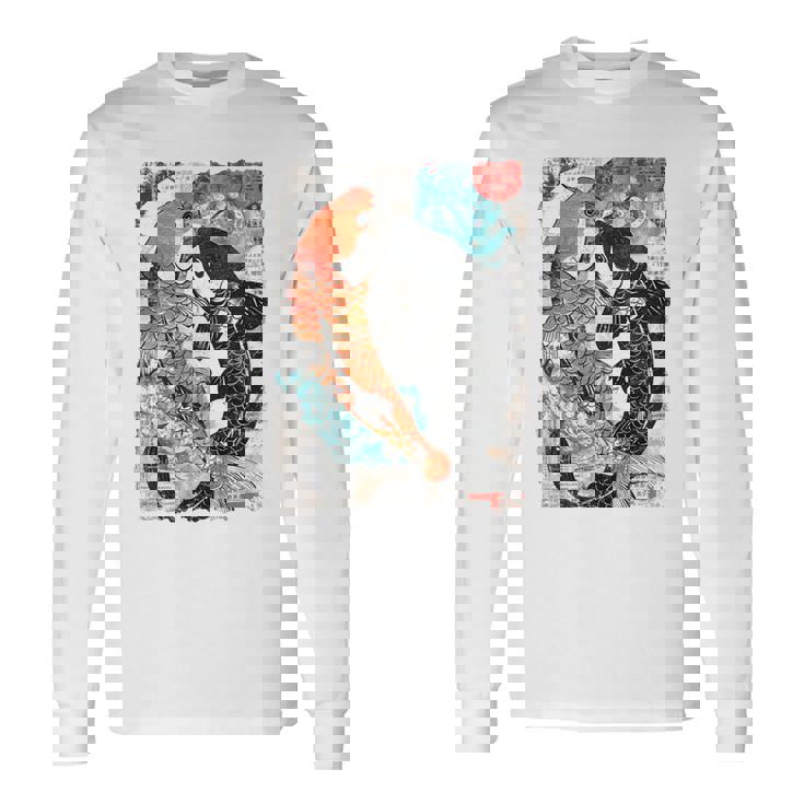 ビンテージ グラフィティ 錦鯉 魚 鯉 長袖tシャツ 長袖Tシャツ