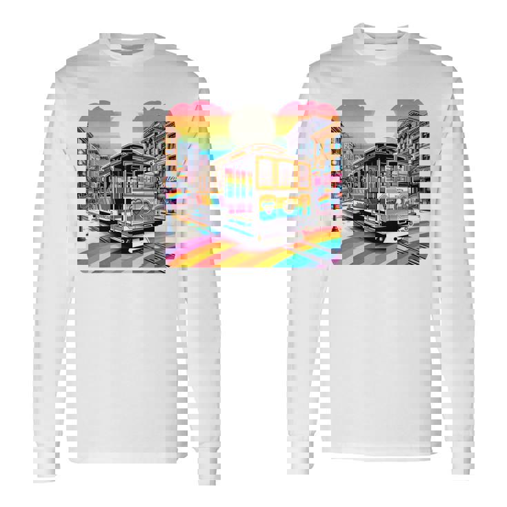 ビンテージ サンフランシスコ ケーブルカーf カストロ カリフォルニア Lgbtq 長袖tシャツ 長袖Tシャツ