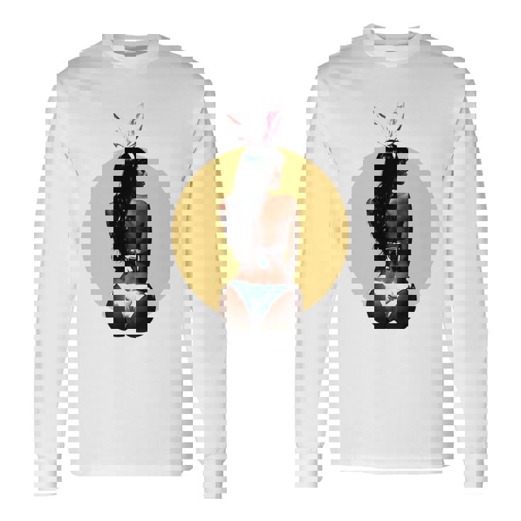 ピンナップ セクシー ブラウンスキン イースターバニー ガールズ ヴィンテージ メンズ レディース 長袖tシャツ 長袖Tシャツ