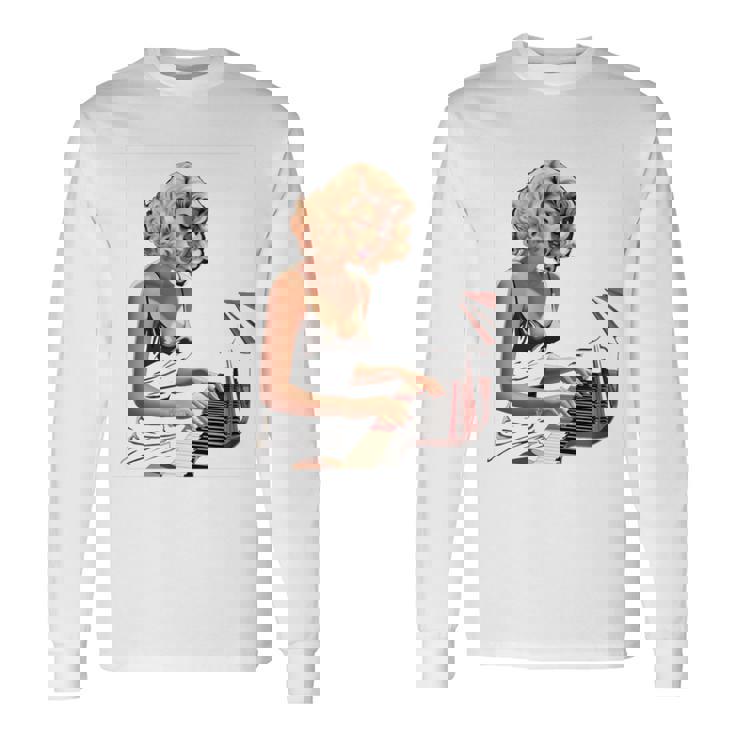 ピンナップガール ピアノ ピアニスト ヴィンテージ 長袖tシャツ 長袖Tシャツ