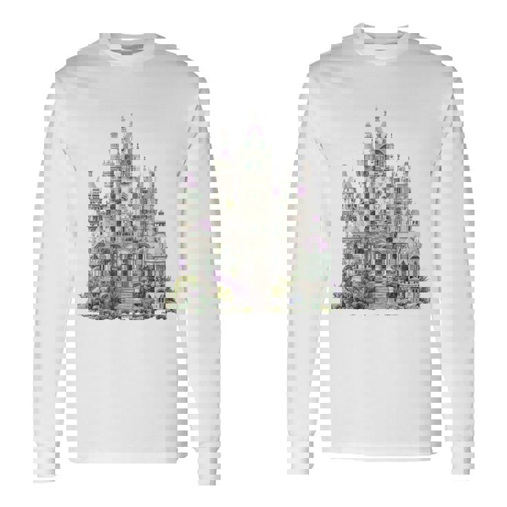 ファンタジーゴシックヴィクトリア朝の城 長袖tシャツ 長袖Tシャツ