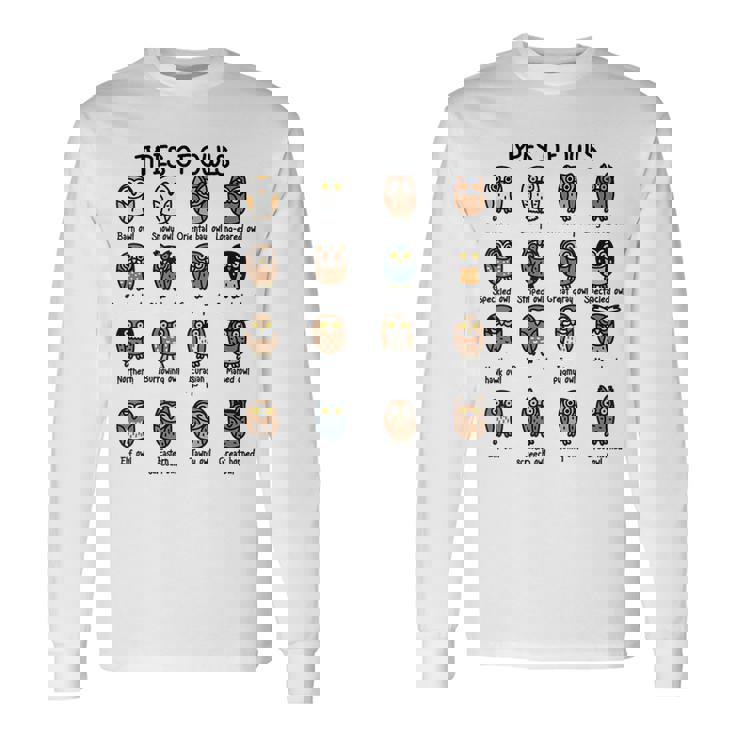 フクロウのコレクションタイプ かわいいフクロウ愛好家向け 長袖Tシャツ