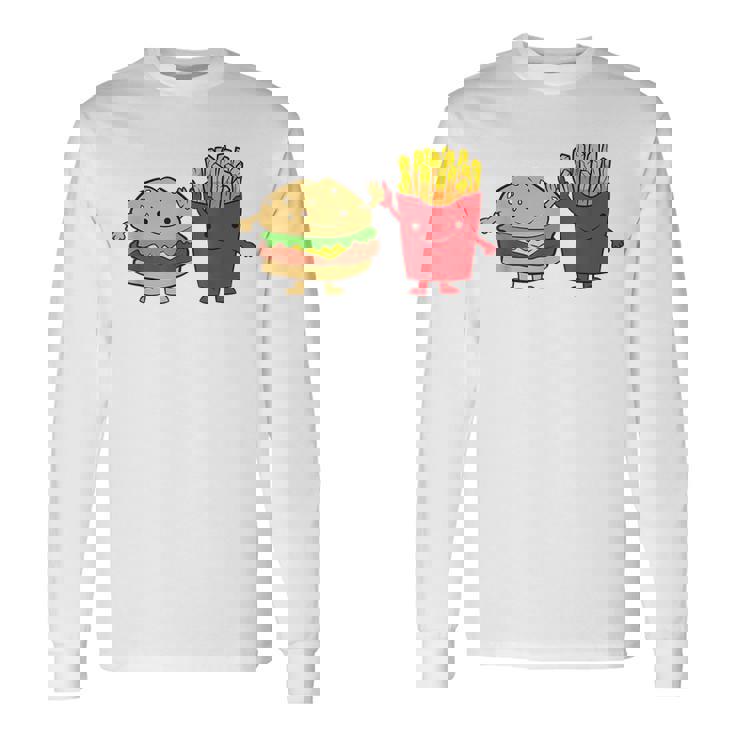 フライドポテト ハンバーガー チーズバーガー 友達 ファストフード フライドポテト 長袖Tシャツ