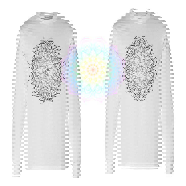 フラワー オブ ライフ フラワー ライト ワーカー スピリチュアル 長袖Tシャツ