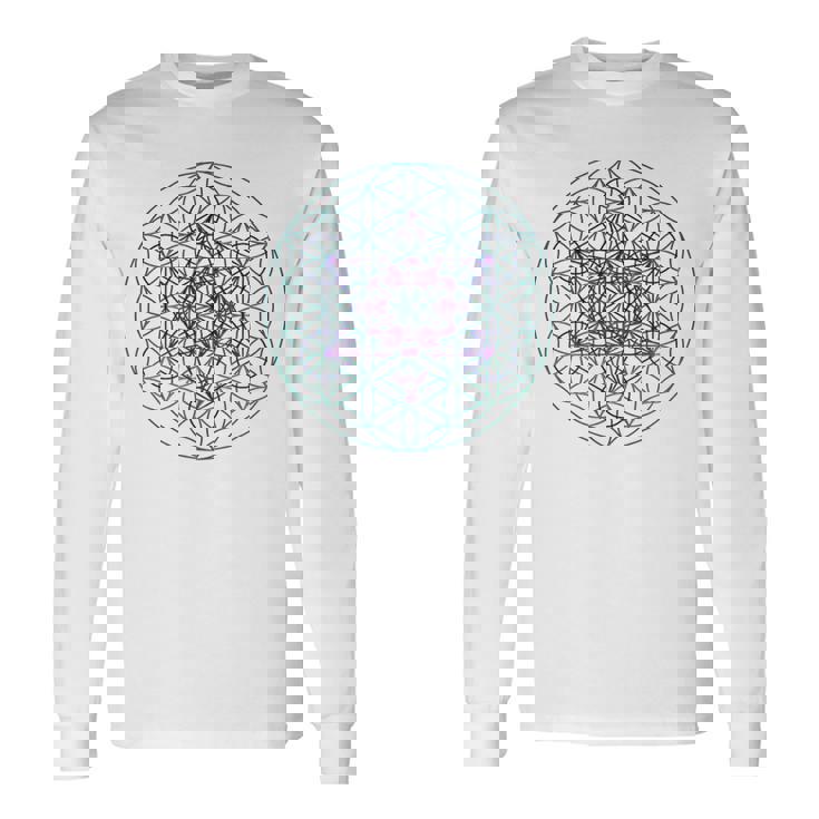 フラワーオブライフ メタトロンキューブ1シンボルtシャツ 長袖Tシャツ