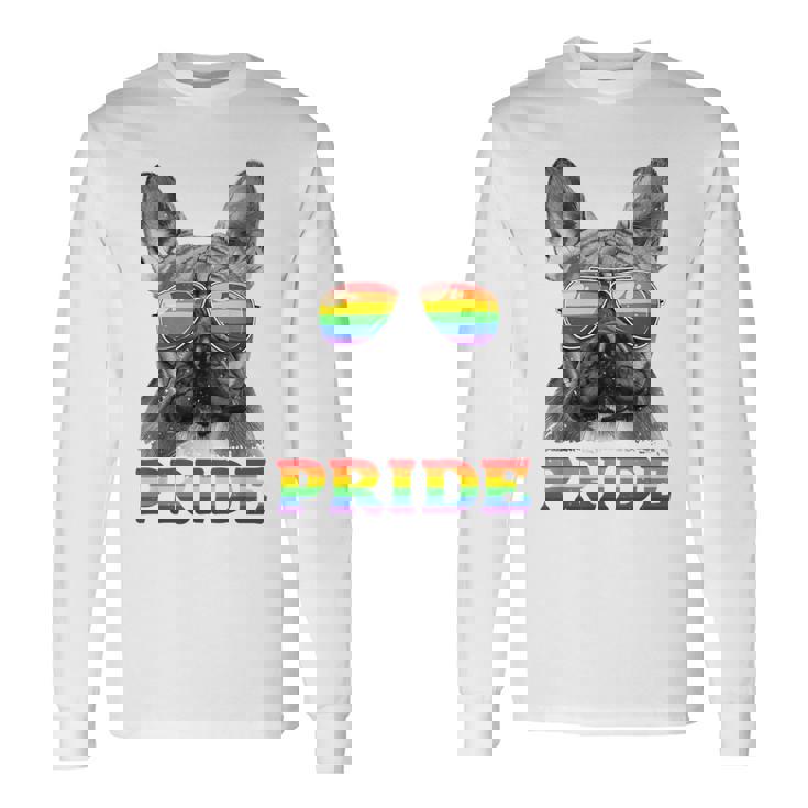 フレンチブルドッグ ゲイプライド Lgbt レインボーフラッグ サングラス Lgbtq 長袖Tシャツ
