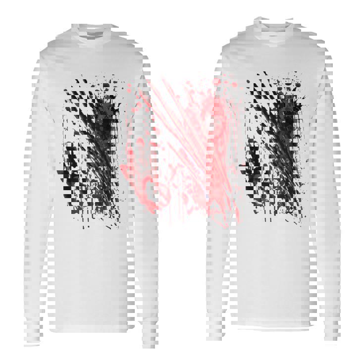 ブラッドシャツ ブラッディスプラッター ハロウィン 血 ステンド グラフィック 長袖Tシャツ