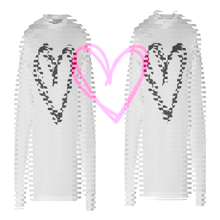 ホットピンクハート 長袖Tシャツ
