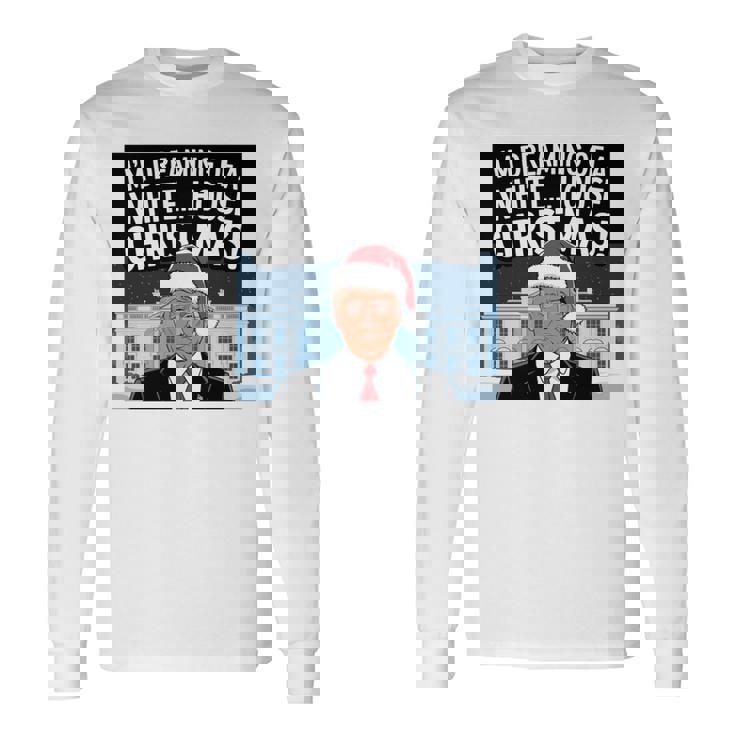 ホワイトハウスのクリスマス・トランプ・ファニー・ホリデーを夢見ている 長袖tシャツ 長袖Tシャツ