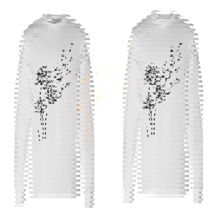 ボストンテリア フラワー フライ タンポポ 面白い 犬好き 犬 お父さん 長袖Tシャツ