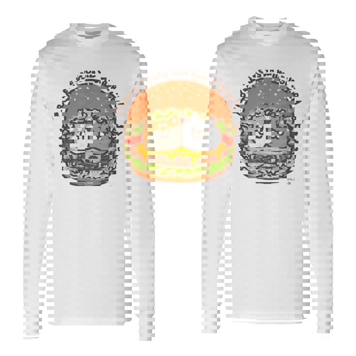 ボンレス犬とボンレス猫 ハンバーガー 長袖Tシャツ