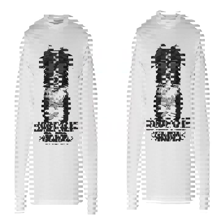 ボーダーコリー 犬 おじいちゃん 長袖Tシャツ