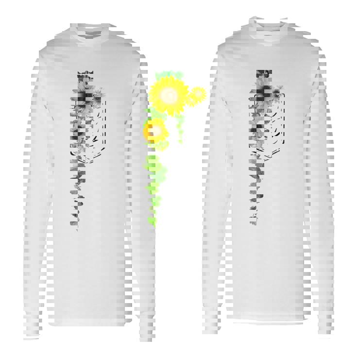 ポケットに入ったかわいいひまわり クリスマスギフト 長袖Tシャツ