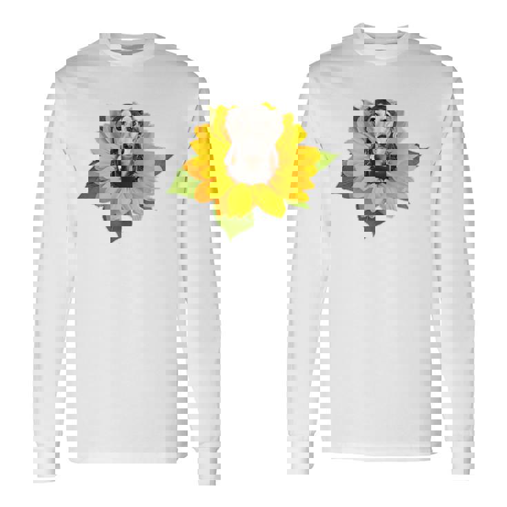 ポケットの中の犬 花 サルーキ 長袖Tシャツ ギフトのアイデア