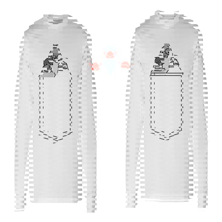 ポケット文鳥 白文鳥 ノーマル文鳥 桜文鳥 並文鳥 シナモン文鳥 文鳥の飼い主 文鳥好き かわいい 文鳥 長袖Tシャツ