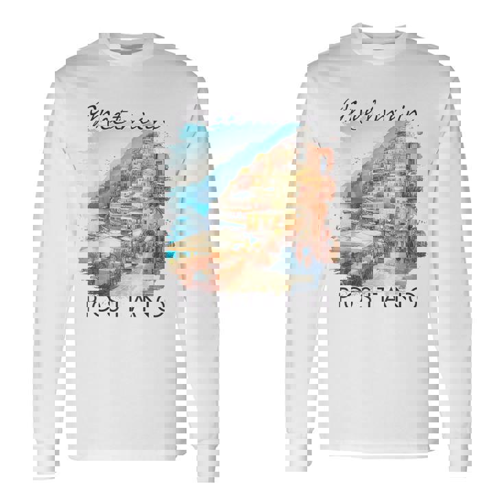 ポジターノ イタリア 旅行 冒険 ミート・ミー・イン・ポジターノ 長袖Tシャツ