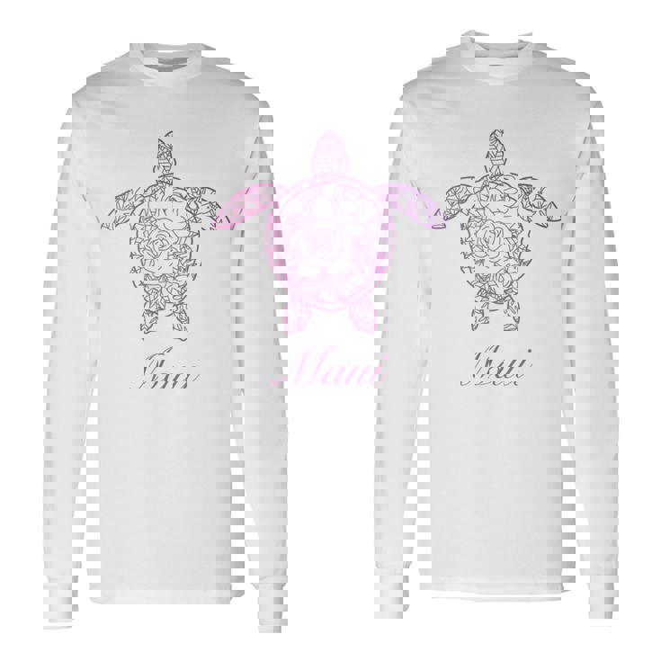 マウイ ウミガメ ハワイ Hi ハワイアン トライバル タートル ホヌ キュート 長袖Tシャツ