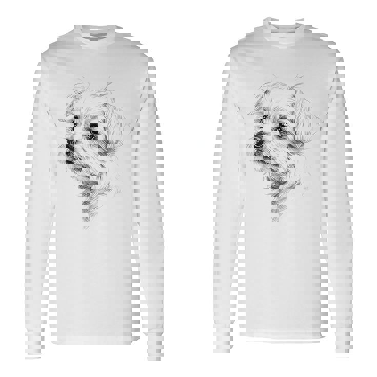 マルチーズ 犬 グラフィック ペット アートワーク マルチーズ 長袖Tシャツ