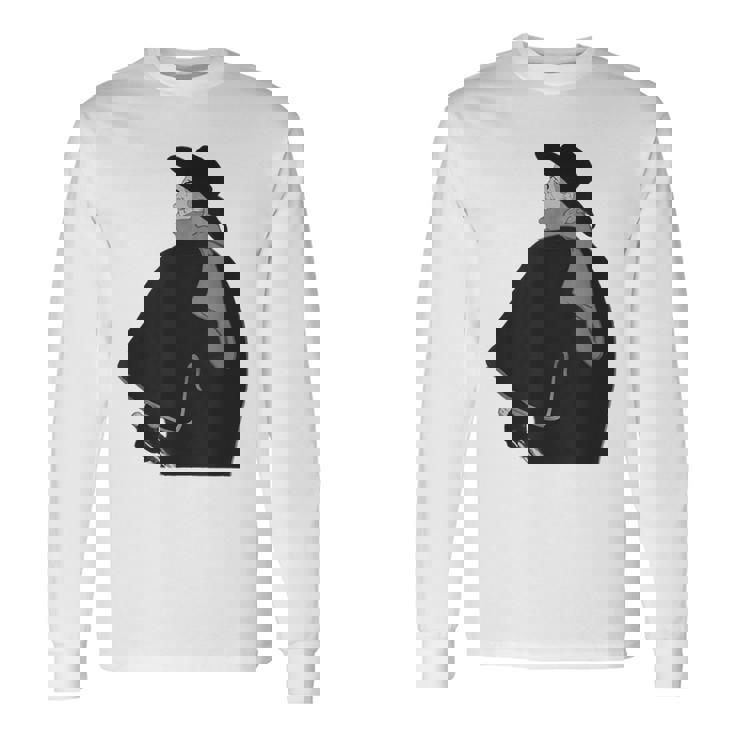 ミステリアスなクロークドクラシック紳士ヴィンテージノワールスタイル 長袖Tシャツ