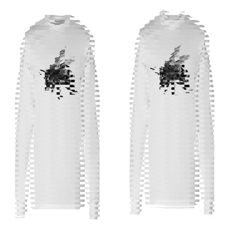 ミツバチ ステンシル セイブ 蜂 ハニー昆虫 長袖Tシャツ